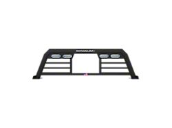 Magnum Low Pro Headache Rack with Lights and Window Cut-Out; Matte Black (20-22 F-350 Super Duty w/ Factory Halogen Tail Lights)