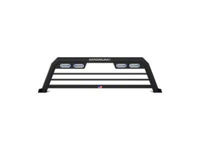 Magnum Low Pro Headache Rack with Lights; Matte Black (09-18 RAM 1500 w/o RAM Box)