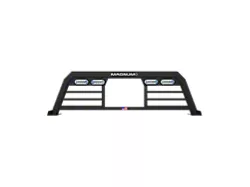 Magnum Low Pro Headache Rack with Lights and Window Cut-Out; Matte Black (09-18 RAM 1500 w/o RAM Box)