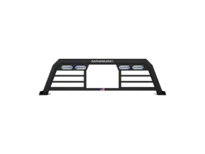 Magnum Low Pro Headache Rack with Lights and Window Cut-Out; Matte Black (09-18 RAM 1500 w/o RAM Box)