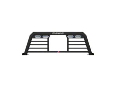 Magnum High Pro Headache Rack with Lights and Window Cut-Out; Matte Black (10-18 RAM 2500 w/o RAM Box)