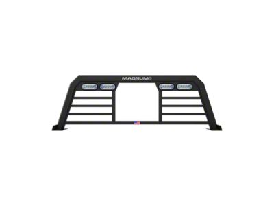 Magnum High Pro Headache Rack with Lights and Window Cut-Out; Matte Black (20-23 Sierra 2500 HD)