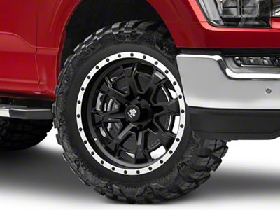 Mammoth Split 16 Beadlock Satin Black with Polished Lip 6-Lug Wheel; 20x9; -6mm Offset (21-25 F-150)