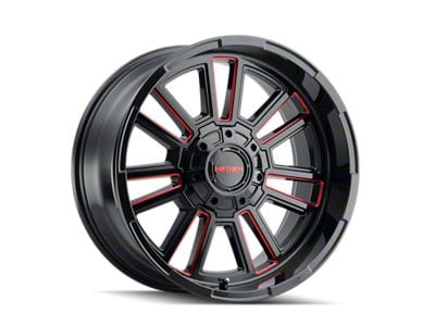 Mayhem Wheels Apollo Gloss Black Milled with Prism Red 5-Lug Wheel; 20x9; 0mm Offset (02-08 RAM 1500, Excluding Mega Cab)