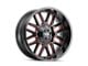 Mayhem Wheels Cogent Gloss Black Milled with Prism Red 5-Lug Wheel; 20x9; 0mm Offset (02-08 RAM 1500, Excluding Mega Cab)