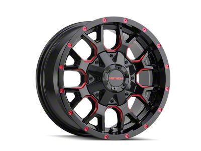 Mayhem Wheels Warrior Gloss Black Milled with Prism Red 5-Lug Wheel; 18x9; -12mm Offset (02-08 RAM 1500, Excluding Mega Cab)