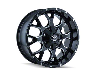 Mayhem Wheels Warrior Gloss Black Milled 5-Lug Wheel; 22x12; -44mm Offset (02-08 RAM 1500, Excluding Mega Cab)