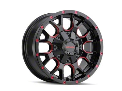 Mayhem Wheels Warrior Gloss Black Milled with Prism Red 5-Lug Wheel; 17x9; -12mm Offset (09-18 RAM 1500)