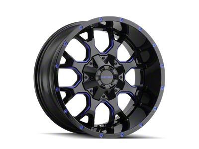 Mayhem Wheels Warrior Gloss Black Milled with Prism Blue 8-Lug Wheel; 17x9; -12mm Offset (11-16 F-250 Super Duty)