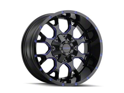 Mayhem Wheels Warrior Gloss Black Milled with Prism Blue 8-Lug Wheel; 20x9; 0mm Offset (11-16 F-250 Super Duty)