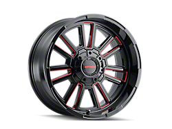 Mayhem Wheels Apollo Gloss Black Milled with Prism Red 6-Lug Wheel; 20x9; 0mm Offset (19-24 Sierra 1500)