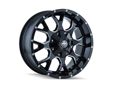 Mayhem Wheels Warrior Gloss Black Milled 8-Lug Wheel; 17x9; 18mm Offset (11-14 Sierra 2500 HD)