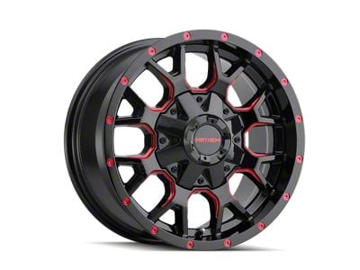 Mayhem Wheels Warrior Gloss Black Milled with Prism Red 6-Lug Wheel; 17x9; -12mm Offset (07-13 Silverado 1500)