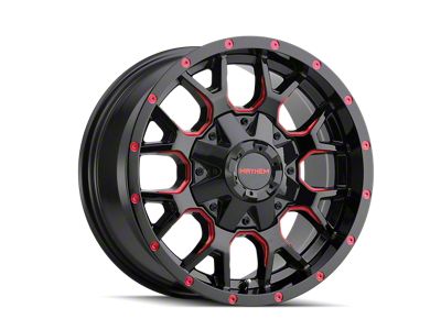 Mayhem Wheels Warrior Gloss Black Milled with Prism Red 6-Lug Wheel; 17x9; 18mm Offset (07-13 Silverado 1500)