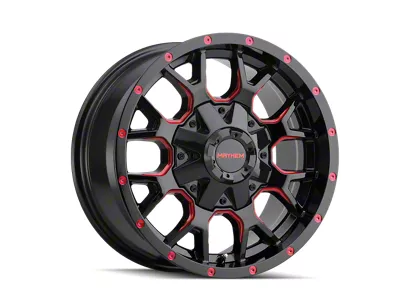 Mayhem Wheels Warrior Gloss Black Milled with Prism Red 8-Lug Wheel; 20x9; 18mm Offset (08-10 F-250 Super Duty)