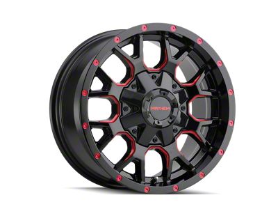 Mayhem Wheels Warrior Gloss Black Milled with Prism Red 6-Lug Wheel; 17x9; -12mm Offset (14-18 Silverado 1500)