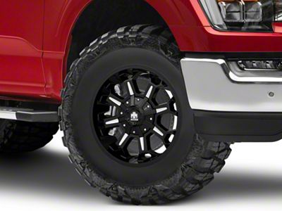 Mayhem Wheels Combat Gloss Black Milled 6-Lug Wheel; 17x9; -12mm Offset (21-25 F-150)