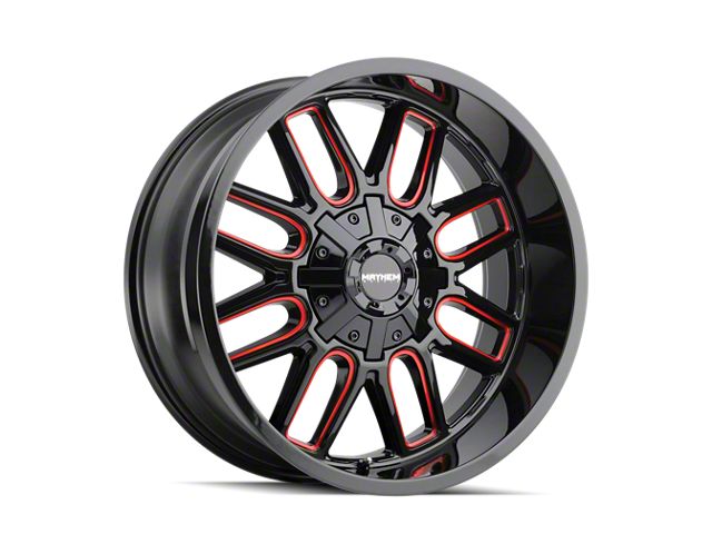 Mayhem Wheels Cogent Gloss Black Milled with Prism Red 6-Lug Wheel; 17x9; -12mm Offset (99-06 Sierra 1500)