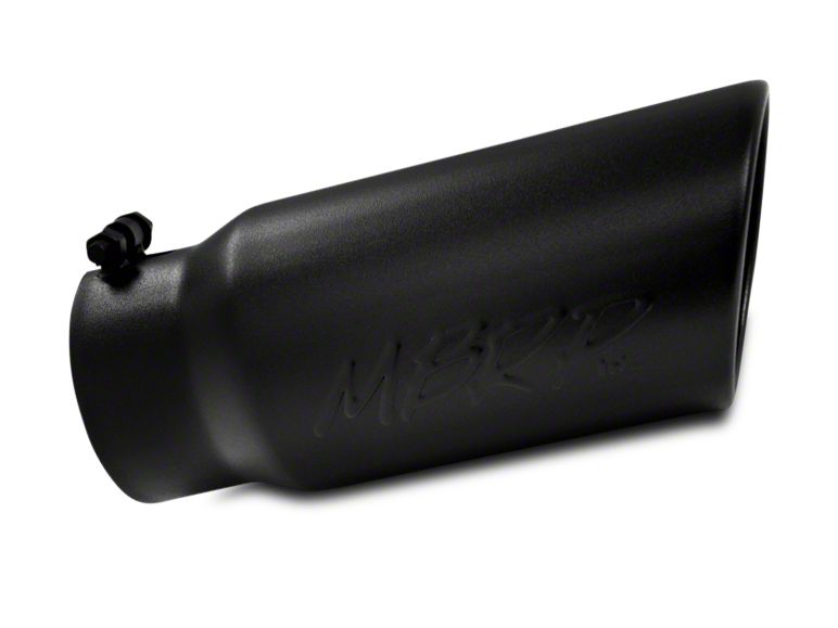 MBRP Silverado 1500 5-Inch Black Angled Rolled End Exhaust Tip; 4-Inch Connection T5051BLK (Fits ...