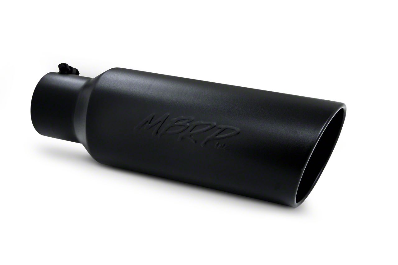 MBRP Silverado 2500 6-Inch Black Angled Rolled End Exhaust Tip; 4-Inch ...