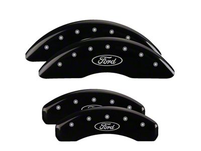 MGP Brake Caliper Covers with Ford Oval Logo; Black; Front and Rear (23-25 F-250 Super Duty SRW)