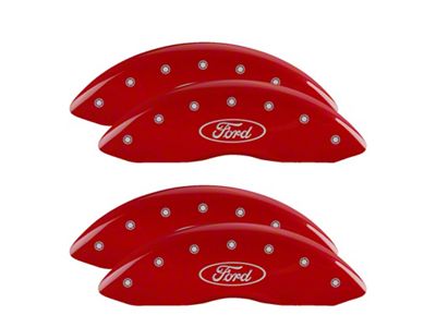 MGP Brake Caliper Covers with Ford Oval Logo; Red; Front and Rear (05-07 F-250 Super Duty SRW)