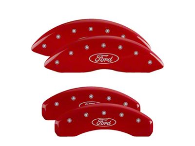 MGP Brake Caliper Covers with Ford Oval Logo; Red; Front and Rear (99-04 F-250 Super Duty SRW)