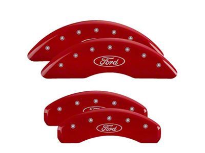 MGP Brake Caliper Covers with Ford Oval Logo; Red; Front and Rear (23-25 F-250 Super Duty SRW)