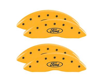 MGP Brake Caliper Covers with Ford Oval Logo; Yellow; Front and Rear (05-07 F-250 Super Duty SRW)