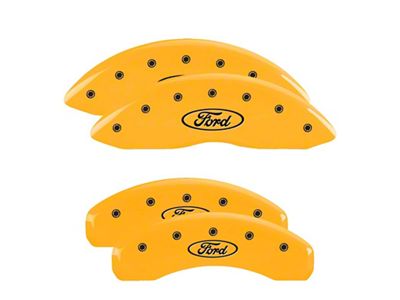 MGP Brake Caliper Covers with Ford Oval Logo; Yellow; Front and Rear (99-04 F-250 Super Duty SRW)