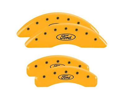 MGP Brake Caliper Covers with Ford Oval Logo; Yellow; Front and Rear (23-25 F-250 Super Duty SRW)