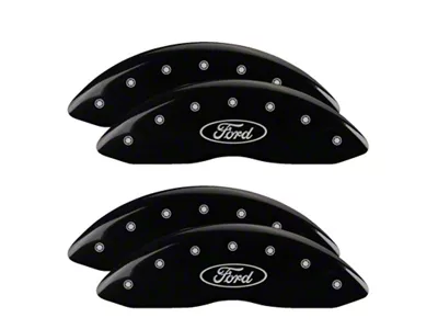 MGP Brake Caliper Covers with Ford Oval Logo; Black; Front and Rear (05-07 F-350 Super Duty SRW)