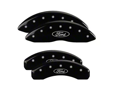 MGP Brake Caliper Covers with Ford Oval Logo; Black; Front and Rear (99-04 F-350 Super Duty SRW)