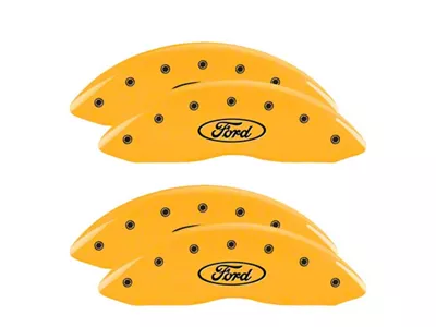 MGP Brake Caliper Covers with Ford Oval Logo; Yellow; Front and Rear (05-07 F-350 Super Duty SRW)