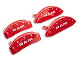 MGP Brake Caliper Covers with RAM Logo; Red; Front and Rear (19-24 RAM 1500 w/ Standard Rear Calipers & 20+-Inch Wheels)