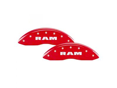 MGP Brake Caliper Covers with RAM Logo; Red; Front and Rear (2010 RAM 3500 SRW)