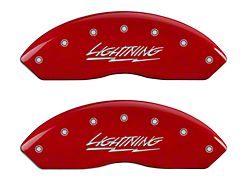 MGP Brake Caliper Covers with Lightning Logo; Red; Front and Rear (99-03 F-150 Lightning)