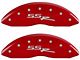 MGP Brake Caliper Covers with SSR Logo; Red; Front and Rear (99-06 2WD Sierra 1500 w/ Single Piston Rear Calipers)