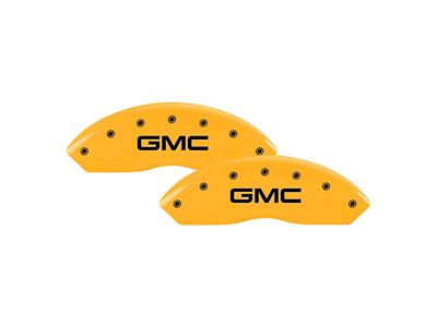 MGP Brake Caliper Covers with GMC Logo; Yellow; Front and Rear (01-04 Sierra 2500 HD)