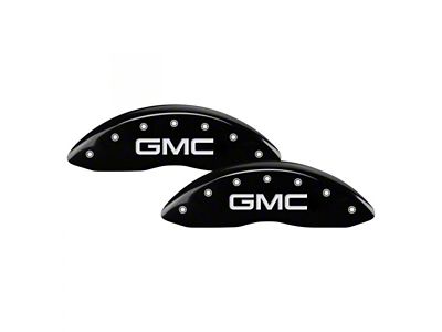 MGP Brake Caliper Covers with GMC Logo; Black; Front and Rear (04-06 Sierra 3500 HD SRW)