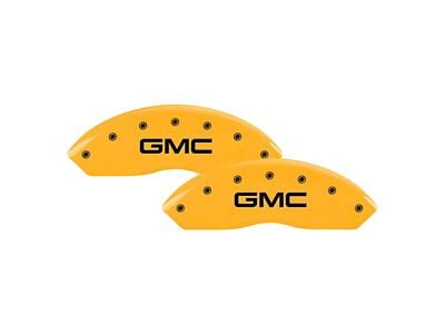 MGP Brake Caliper Covers with GMC Logo; Yellow; Front and Rear (04-06 Sierra 3500 HD SRW)