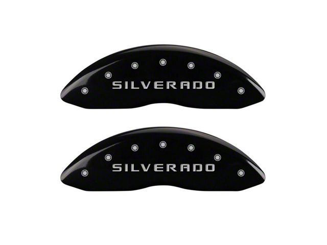 MGP Brake Caliper Covers with Silverado Logo; Black; Front Only (05-07 Silverado 1500)