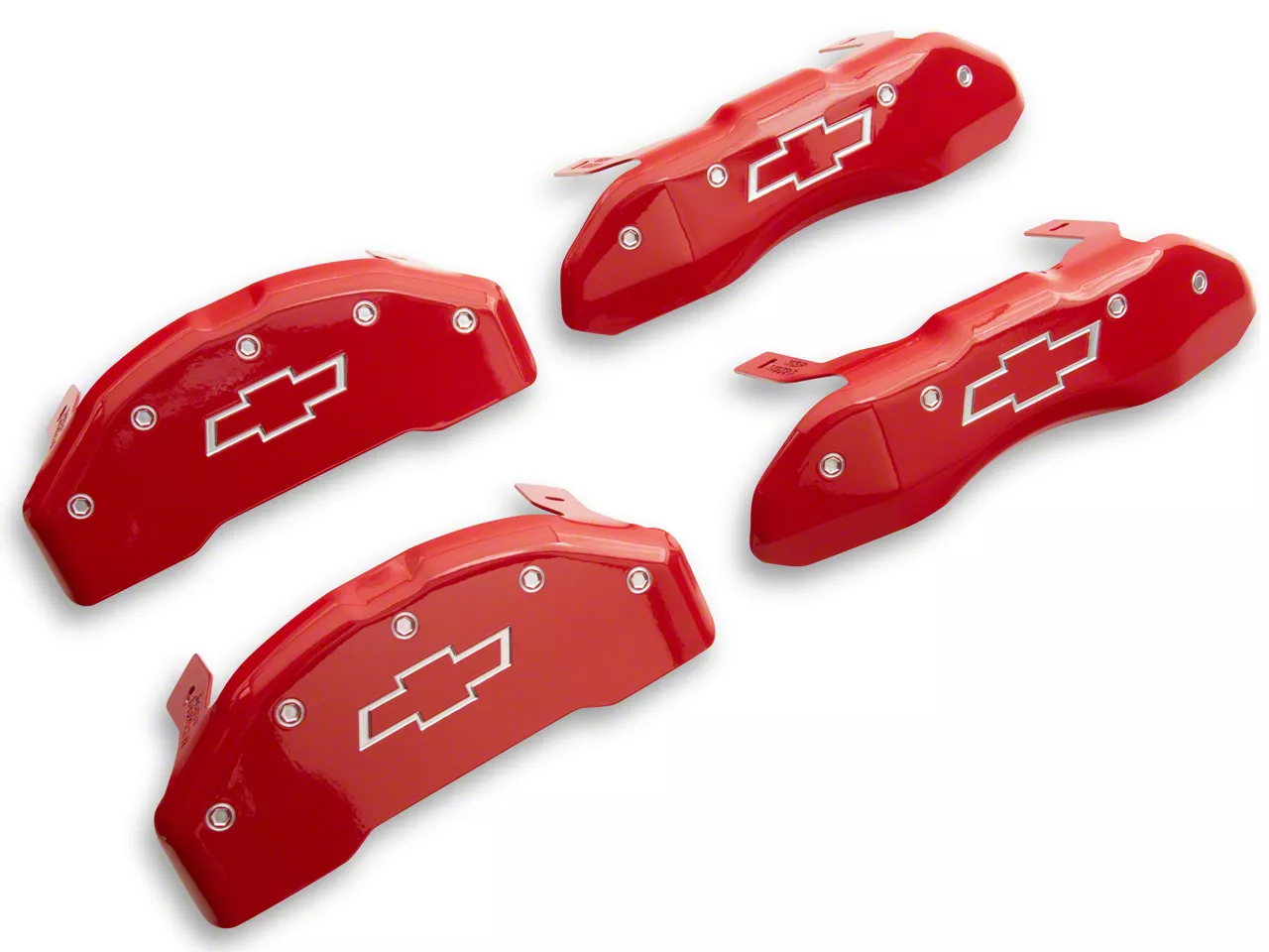 Mgp Silverado Brake Caliper Covers With Bowtie Logo Red Front And Rear Sbowrd