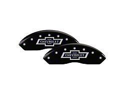 MGP Brake Caliper Covers with 100 Anniversary Chevrolet Logo; Black; Front and Rear (20-25 Silverado 2500 HD)