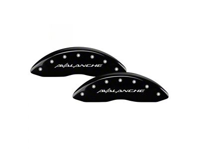 MGP Brake Caliper Covers with Avalanche Logo; Black; Front and Rear (01-04 Silverado 2500 HD)