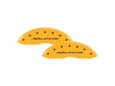 MGP Brake Caliper Covers with Avalanche Logo; Yellow; Front and Rear (01-04 Silverado 2500 HD)