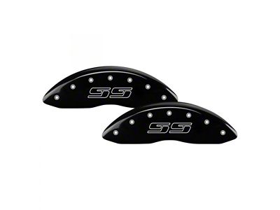 MGP Brake Caliper Covers with Avalanche Style SS Logo; Black; Front and Rear (01-04 Silverado 2500 HD)