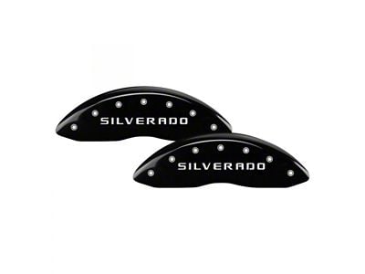 MGP Brake Caliper Covers with Silverado Logo; Black; Front and Rear (01-04 Silverado 2500 HD)