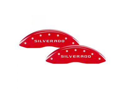 MGP Brake Caliper Covers with Silverado Logo; Red; Front and Rear (01-04 Silverado 2500 HD)