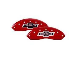 MGP Brake Caliper Covers with 100 Anniversary Chevrolet Logo; Red; Front and Rear (20-25 Silverado 2500 HD)